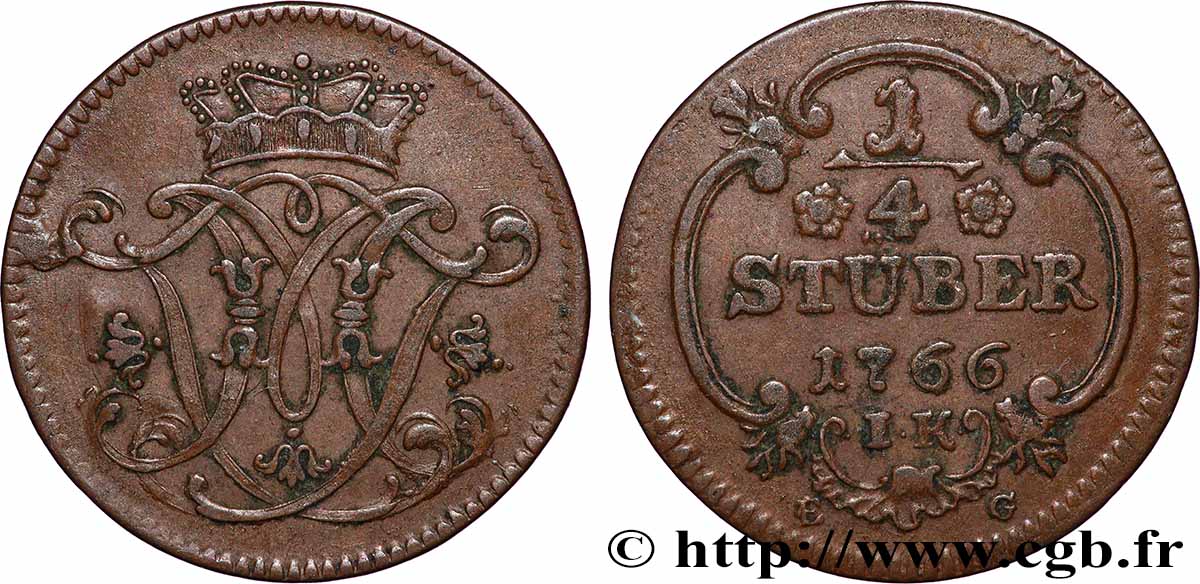 DEUTSCHLAND - KÖLN 1/4 Stuber armes de Maximilien-Frédéric de Königsegg-Rotenfels prince-évèque 1766  SS 