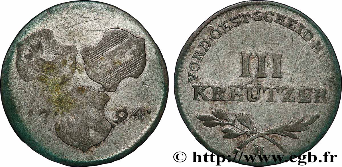 DEUTSCHLAND - VORDERöSTERREICH 3 Kreuzer  1794 Günzburg - H S/fSS 