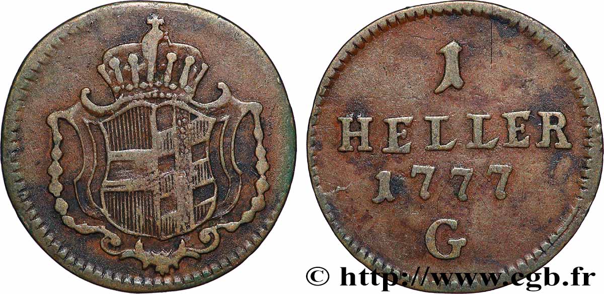 GERMANY - BURGAU 1 Heller 1777 Günzburg XF 