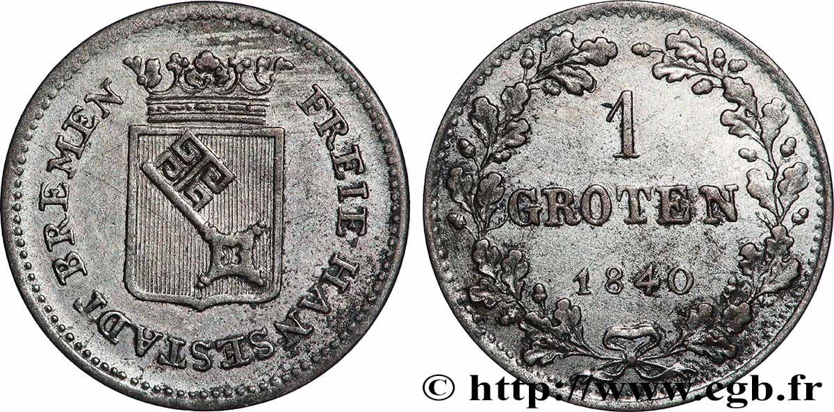 DEUTSCHLAND - FREIE HANSESTADT BREMEN  1 Groten 1840  fVZ 