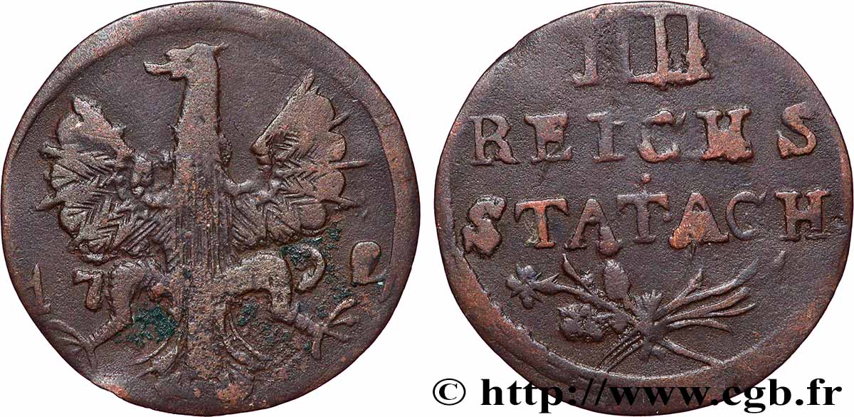 ALLEMAGNE - AIX-LA-CHAPELLE IIII (4) Heller ville de Aachen aigle 1792  TB 