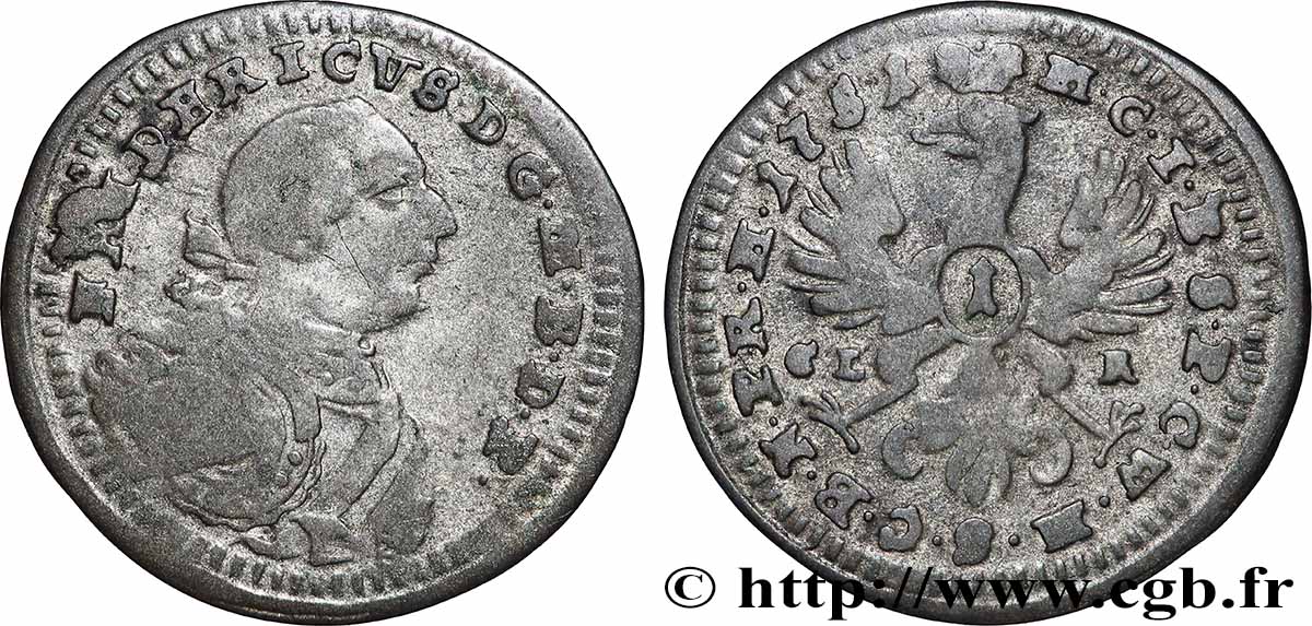 ALLEMAGNE - BRANDEBOURG-BAYREUTH 1 Kreuzer Frédéric III de Brandebourg-Bayreuth 1751  TB 