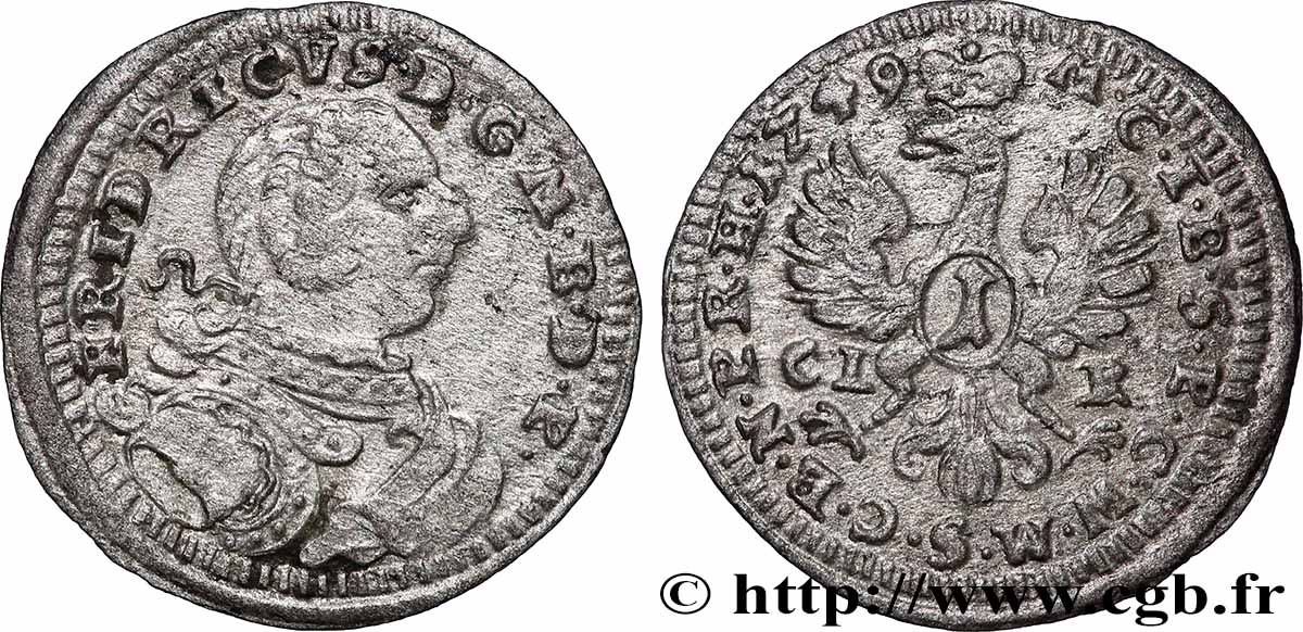 ALLEMAGNE - BRANDEBOURG-BAYREUTH 1 Kreuzer Frédéric III de Brandebourg-Bayreuth 1749  TB 