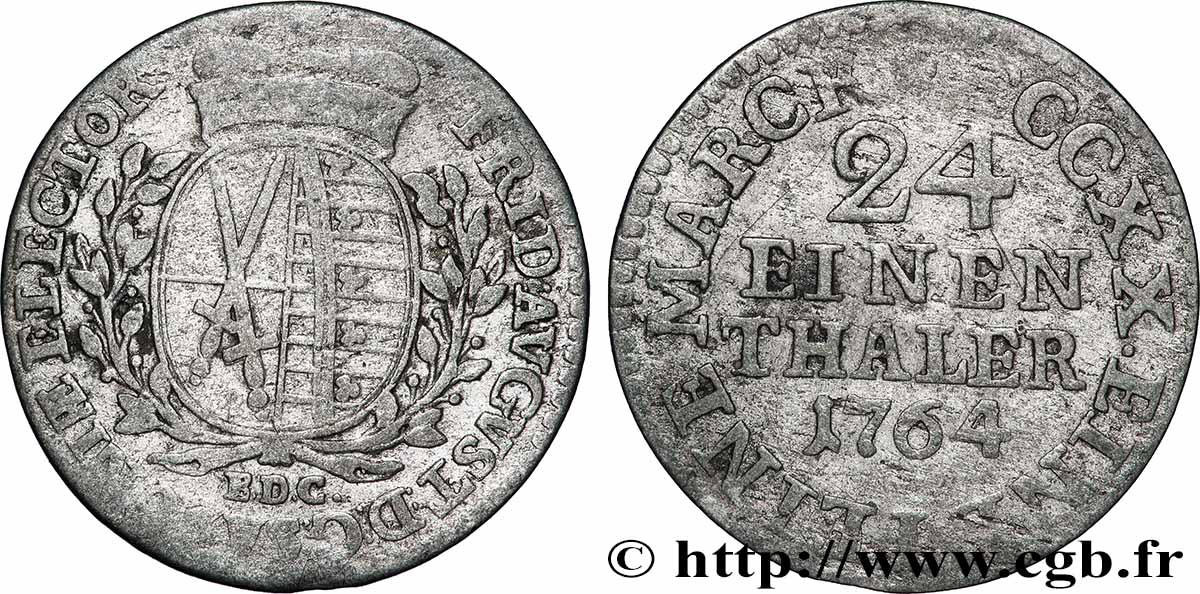 DEUTSCHLAND - SACHSEN 1/24 Thaler Friedrich August II 1764  S 