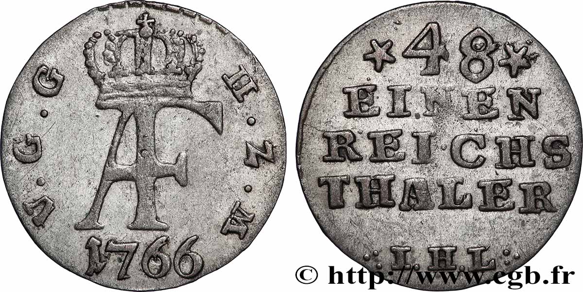 ALLEMAGNE - MECKLEMBOURG-STRELITZ 1/48 Thaler Adolphe Frédéric IV 176  TTB 