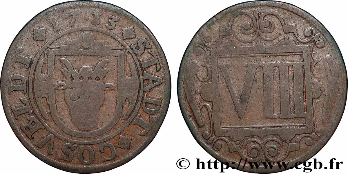 ALEMANIA - COESFELD VIII Pfennig emblème 1713  BC 