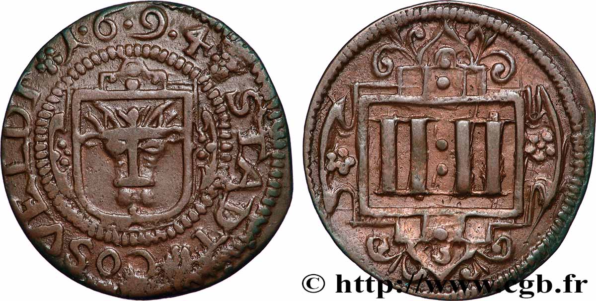 ALEMANIA - COESFELD IIII Pfennig emblème 1694  MBC+ 
