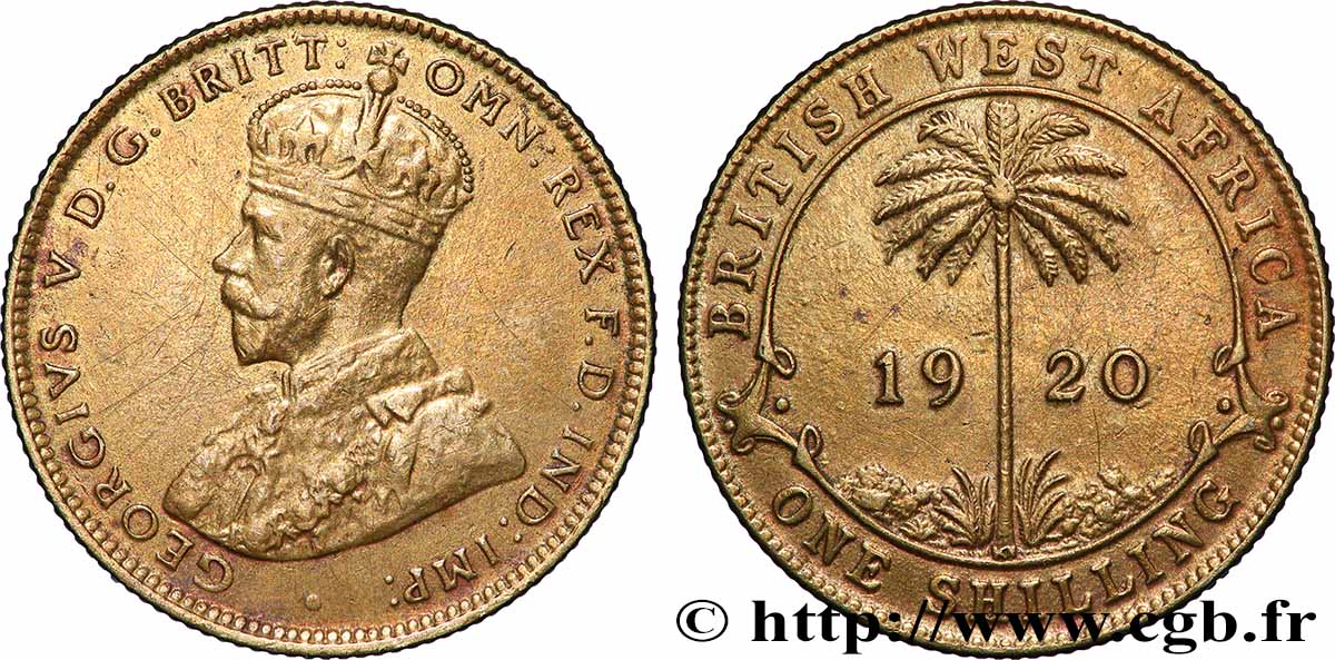 BRITISH WEST AFRICA 1 Shilling Georges V 1920 Kings Norton VF 