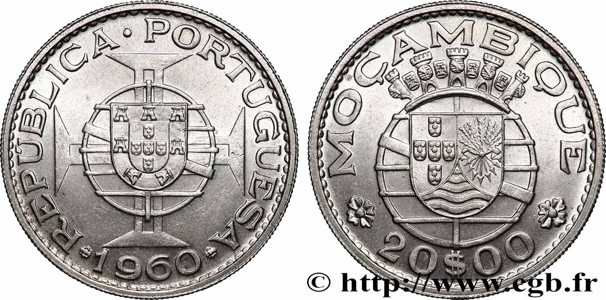 MOZAMBIQUE 20 Escudos 1960 Lisbonne AU 