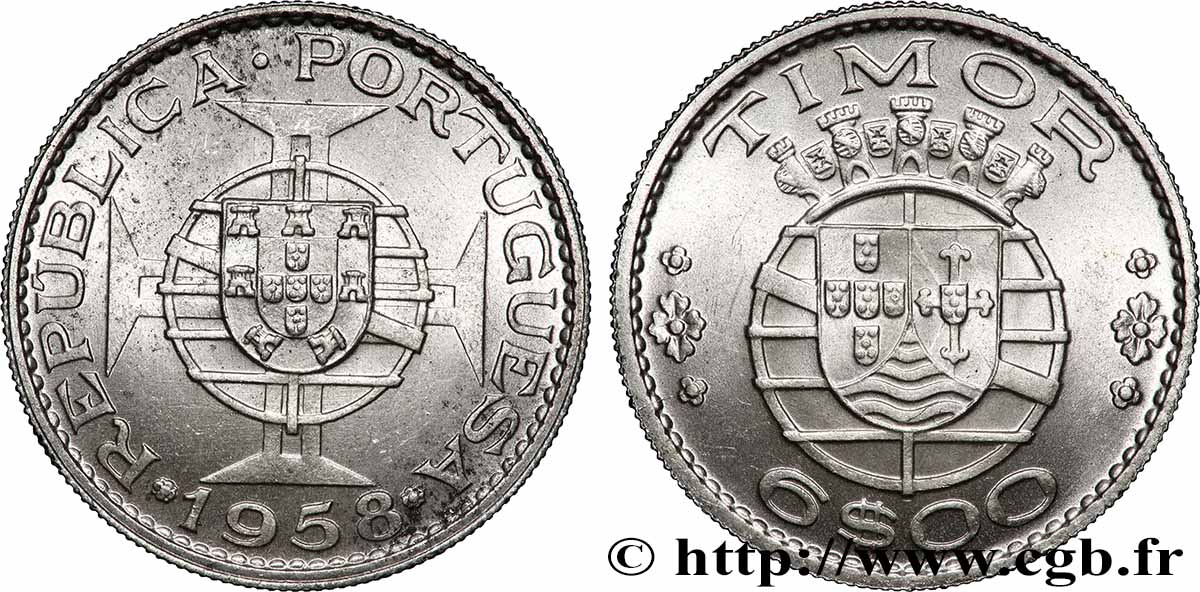TIMOR 6 Escudos Colonie Portugaise 1958  SUP 