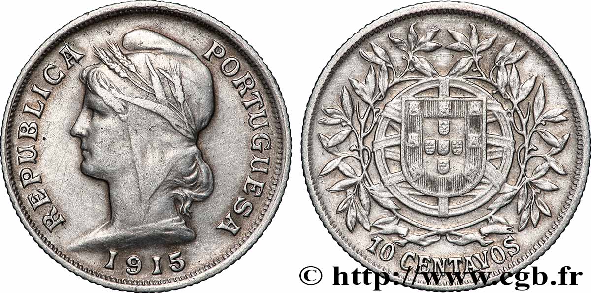 PORTUGAL 10 Centavos 1915 Lisbonne TTB+ 