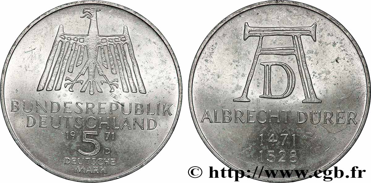 ALLEMAGNE 5 Mark Albrecht Dürer 1971 Munich SUP+ 
