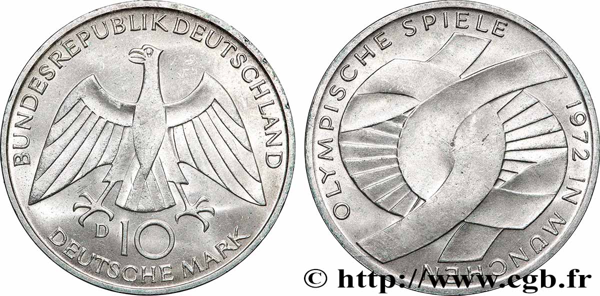 ALLEMAGNE 10 Mark / XXe J.O. Munich - L’idéal olympique 1972 Munich SUP+ 