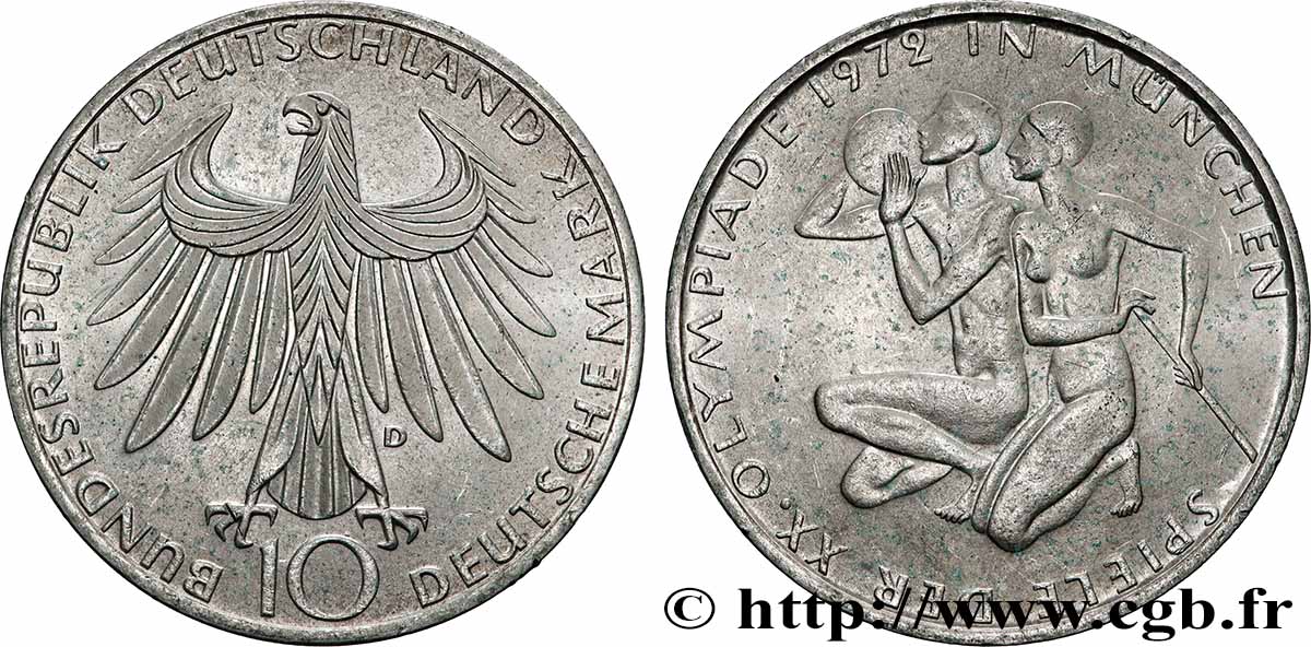 ALLEMAGNE 10 Mark XXe J.O. Munich : basket-ball et canoeing 1972 Munich SUP+ 