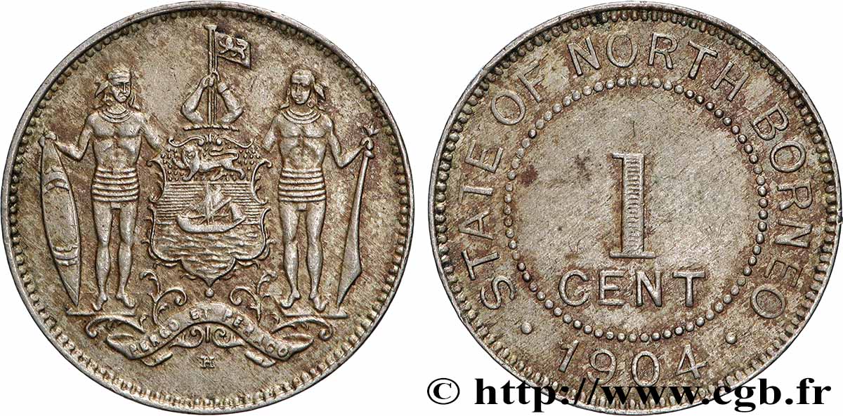 MALAYA e BRITISH BORNEO 1 Cent State of North Borneo 1904 Heaton q.SPL 