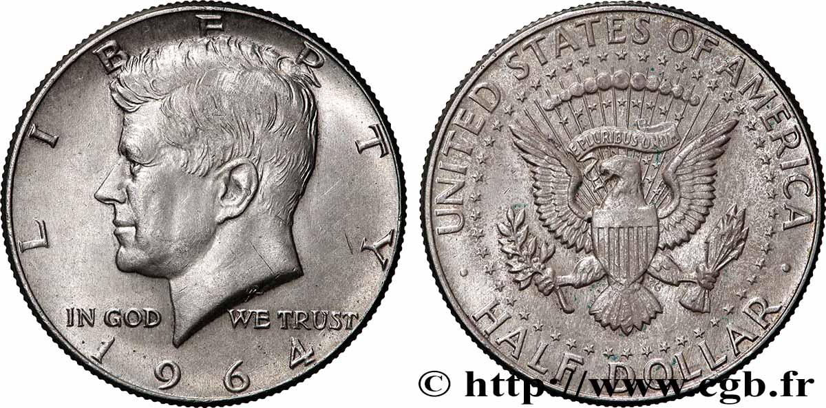 VEREINIGTE STAATEN VON AMERIKA 1/2 Dollar Kennedy 1964 Philadelphie VZ+ 