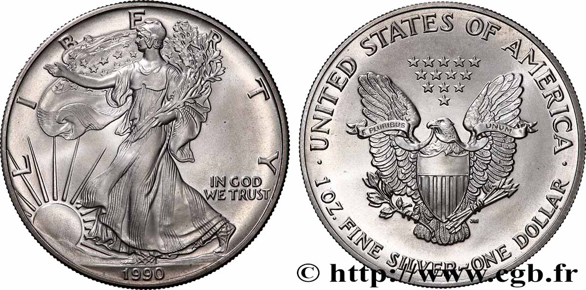 VEREINIGTE STAATEN VON AMERIKA 1 Dollar type Silver Eagle 1990 West Point fST 