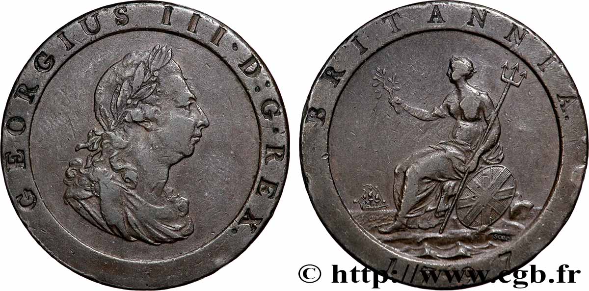 VEREINIGTEN KÖNIGREICH 1 Penny Georges III 1797 Soho fSS 