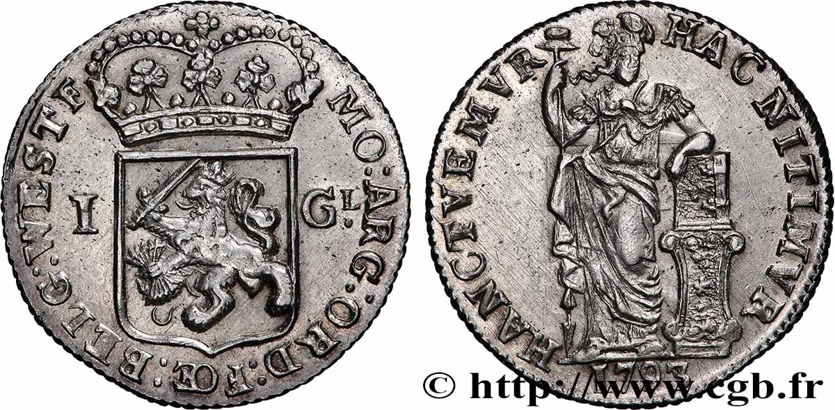 NETHERLANDS - UNITED PROVINCES - WEST-FRIESLAND 1 Gulden 1793 Hoorn XF 