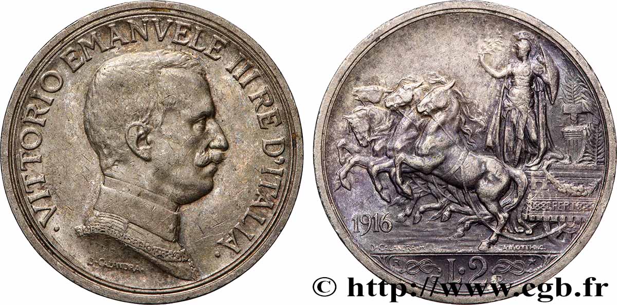 ITALIE 2 Lire Victor Emmanuel III 1916 Rome TTB+ 