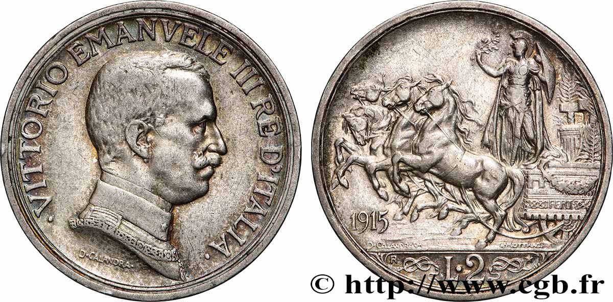 ITALIE 2 Lire Victor Emmanuel III 1915 Rome TTB+ 