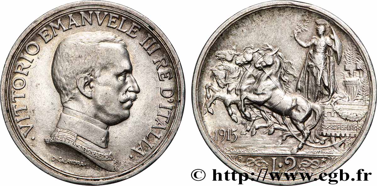 ITALIE 2 Lire Victor Emmanuel III 1915 Rome TTB+ 