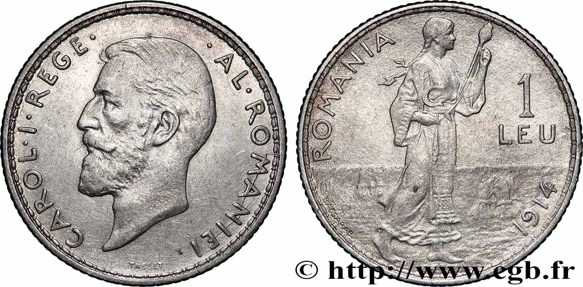ROUMANIE 1 Leu Charles Ier 1914  TTB 