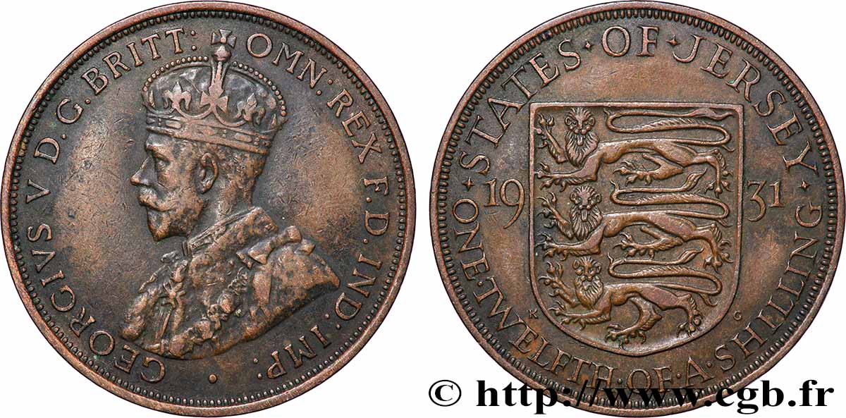 JERSEY 1/12 Shilling Georges V 1931 Londres XF 