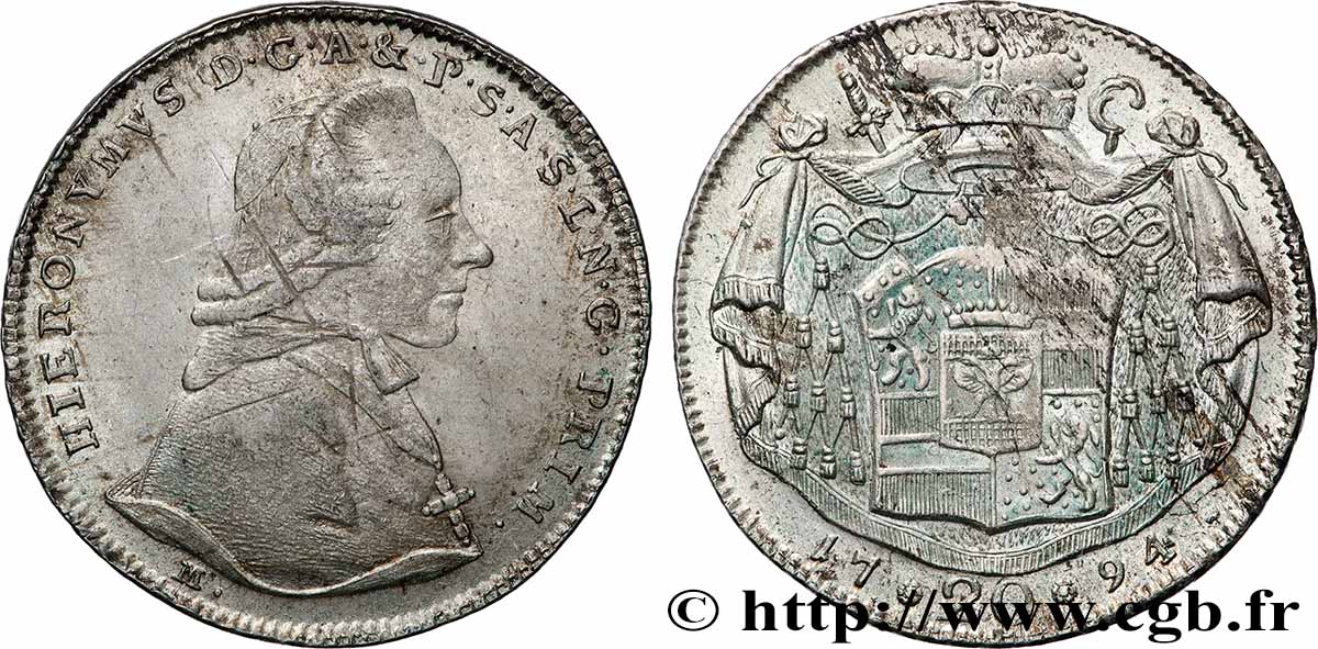AUTRICHE - SALZBOURG 20 Kreutzer Jérôme Colloredo 1794 Salzbourg TTB+ 