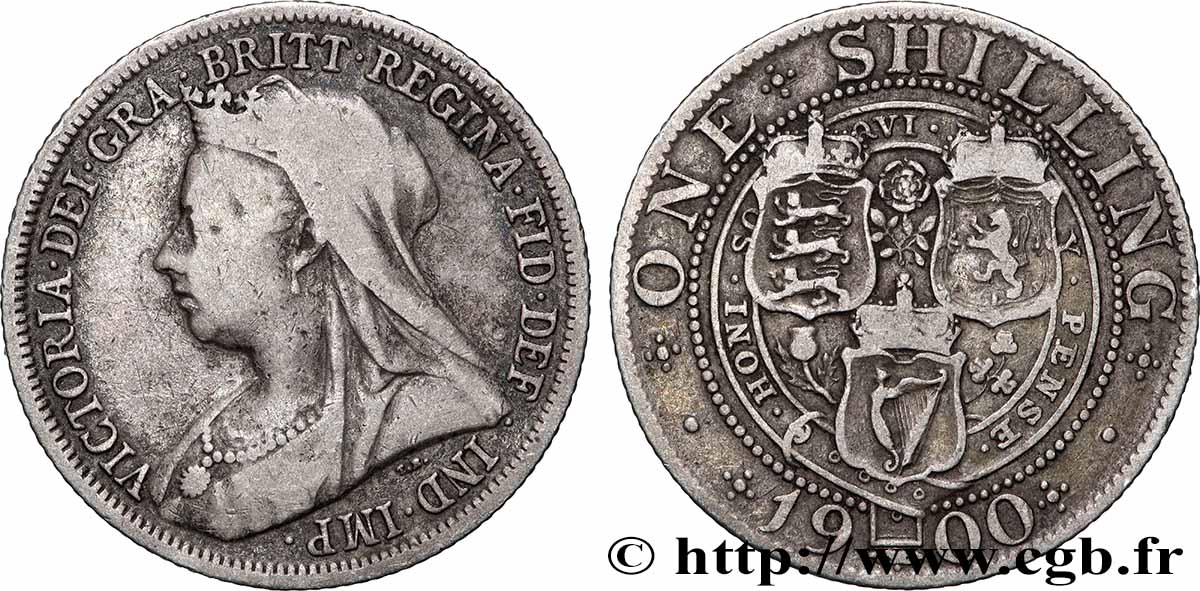 ROYAUME-UNI 1 Shilling Victoria vieille tête  1900 Londres TB 