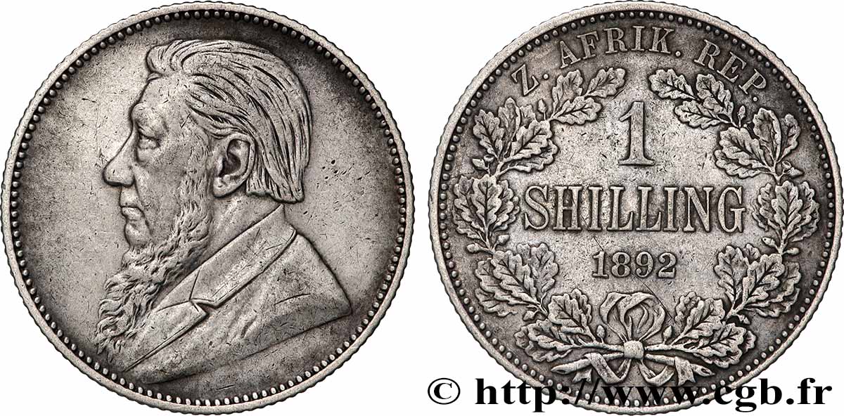 AFRIQUE DU SUD 1 Shilling Kruger 1892  TTB 