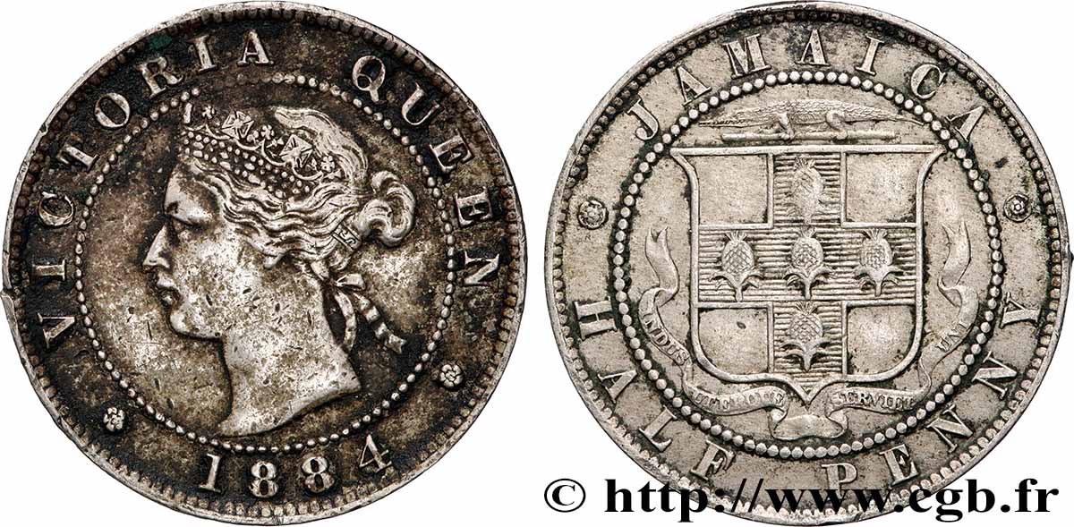 JAMAÏQUE 1/2 Penny Victoria 1884  TB+ 