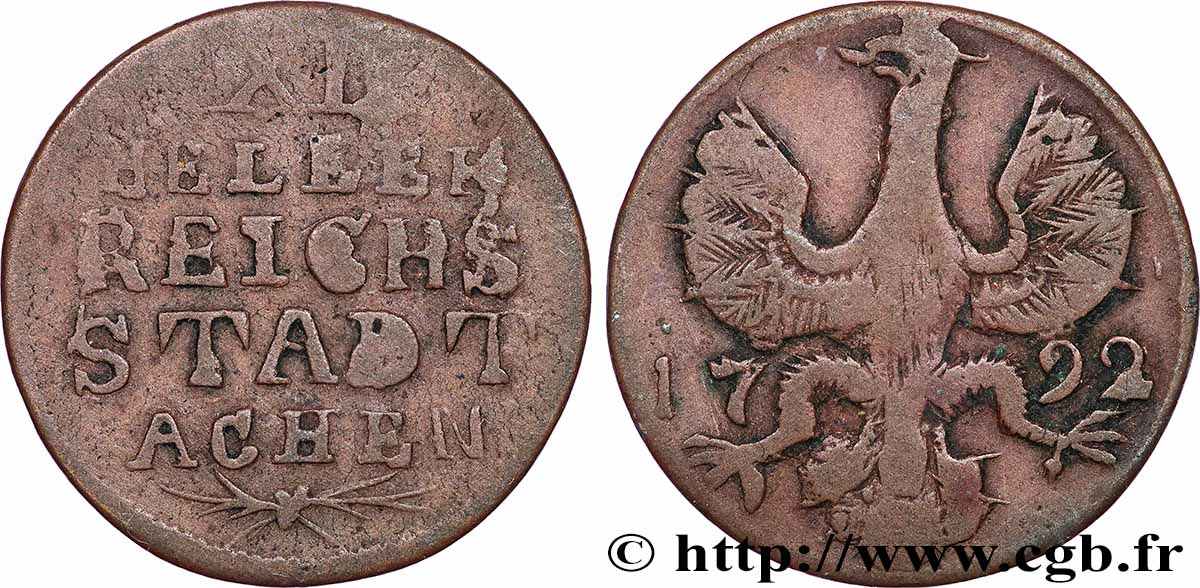 DEUTSCHLAND - AACHEN 12 (XII) Heller ville de Aachen aigle 1792  S 