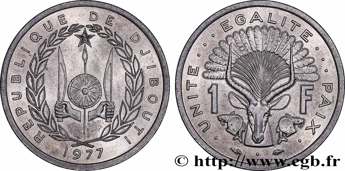DJIBOUTI 1 Franc 1977 Paris SPL 