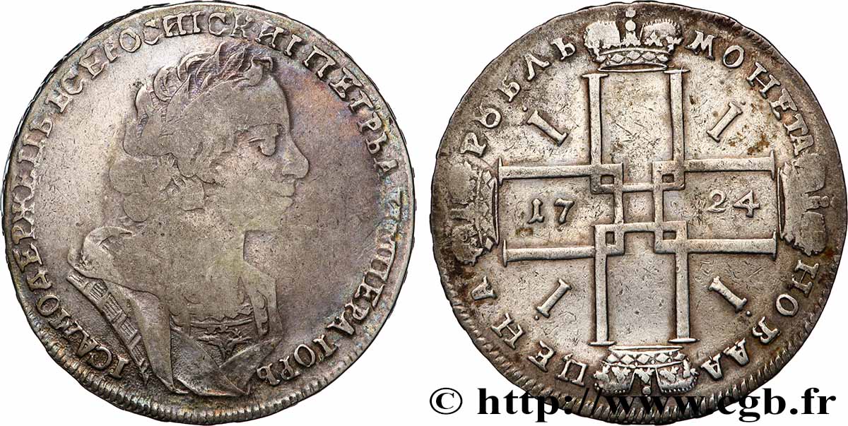 RUSSLAND- PETER I. DER GROSSE Rouble 1724 Moscou fSS 