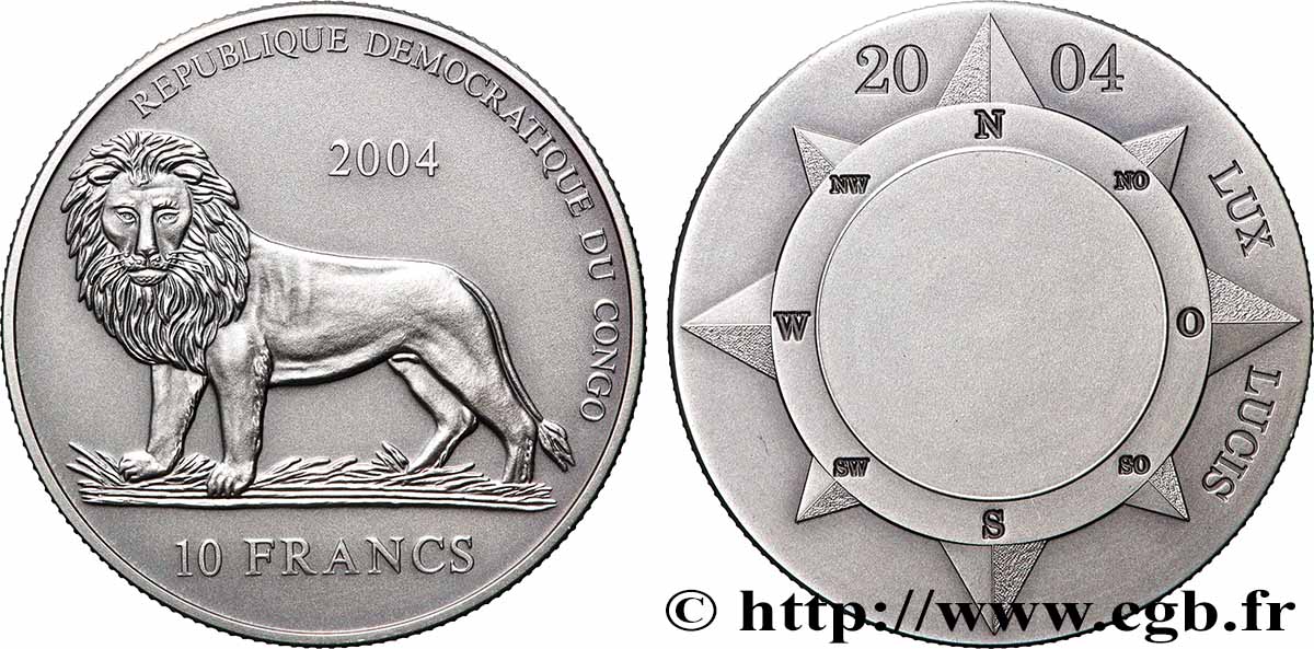 REPúBLICA DEMOCRáTICA DEL CONGO 10 Francs Calendrier Rotatif 1995-2044 (2004)  FDC 