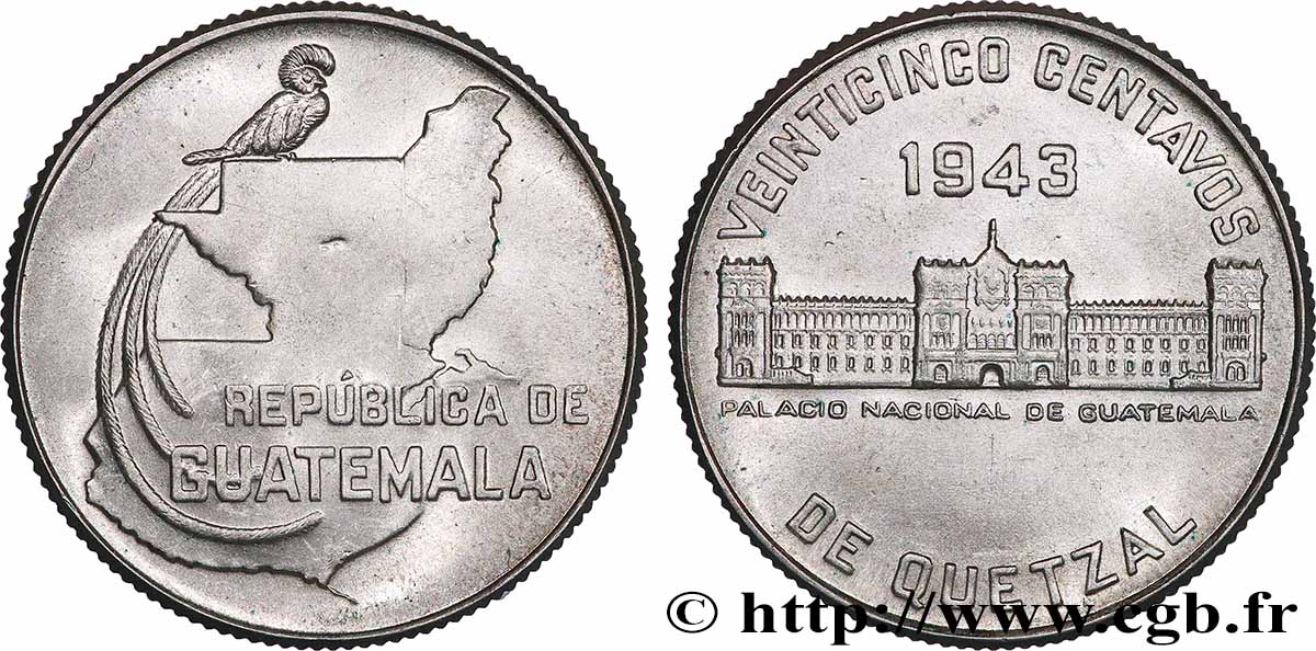 GUATEMALA 20 Centavos 1943  VZ 