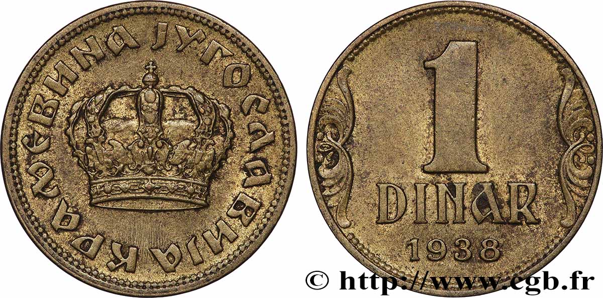 JUGOSLAWIEN 1 Dinar couronne 1938  SS 
