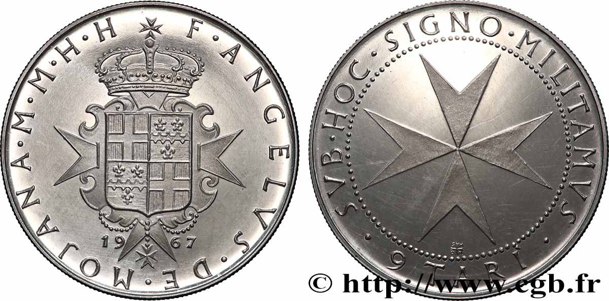 SOUVERÄNE MALTESERORDEN 9 Tari Proof Frà Angelus de Mojana 1967 S.M.O.M., Rome VZ 