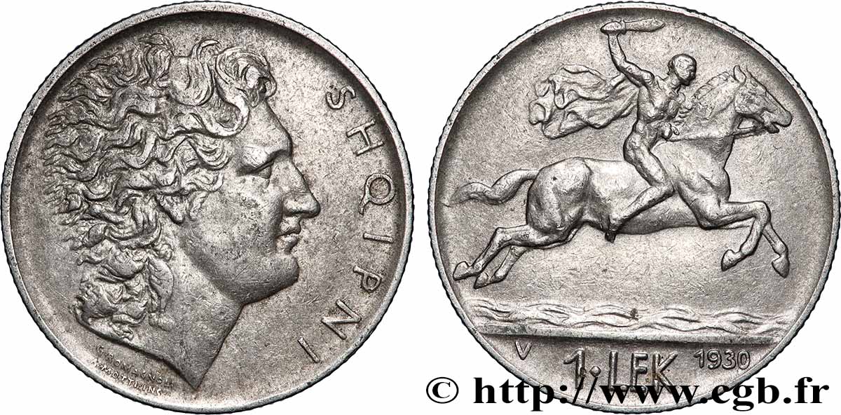 ALBANIEN 1 Lek Alexandre / cavalier sur cheval bondissant 1930 Vienne - V SS 