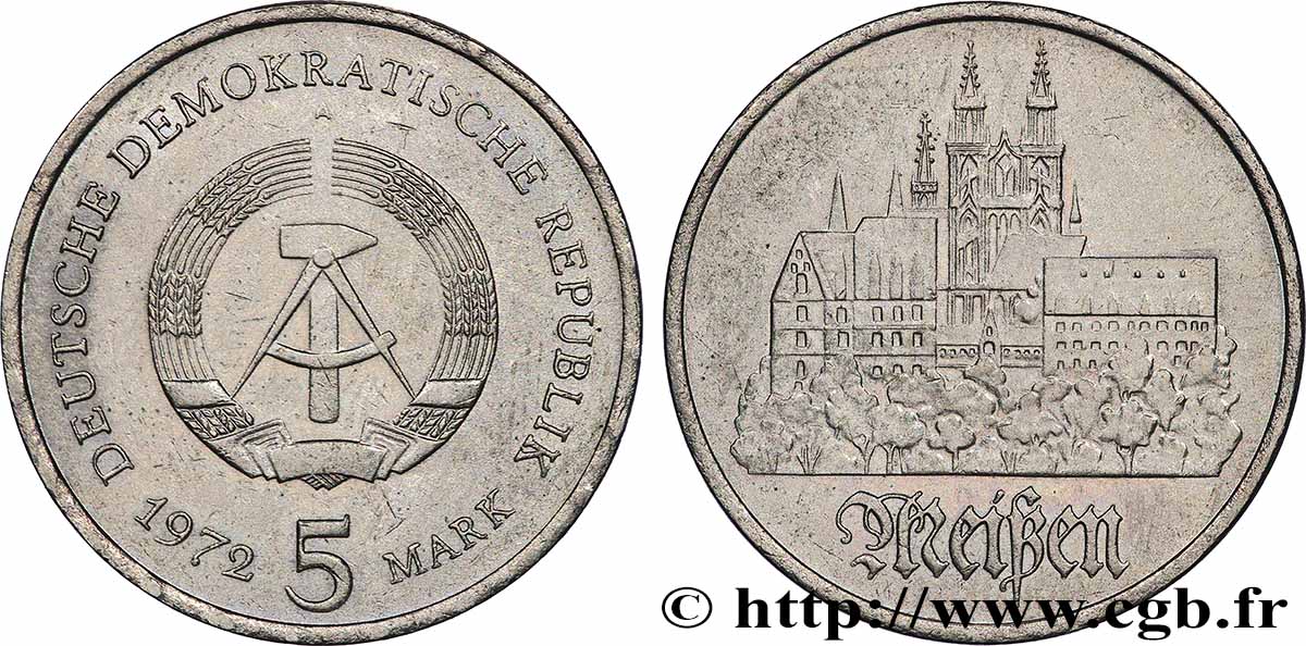 REPUBBLICA DEMOCRATICA TEDESCA 5 Mark ville de Meissen 1972 Berlin q.SPL 