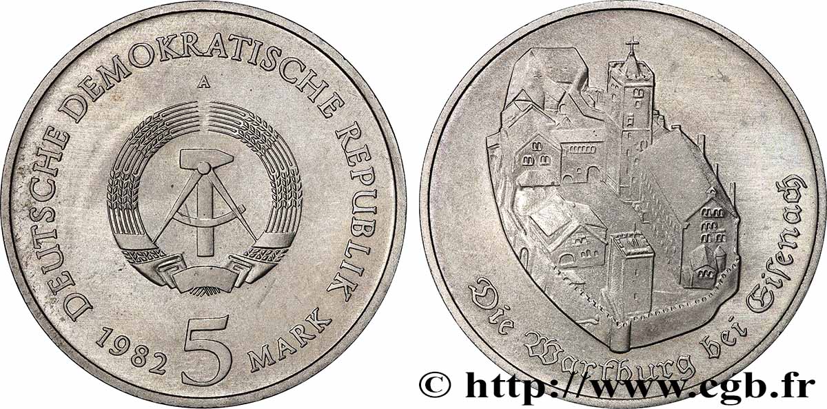 GERMAN DEMOCRATIC REPUBLIC 5 Mark Château de Wartburg 1982  AU 