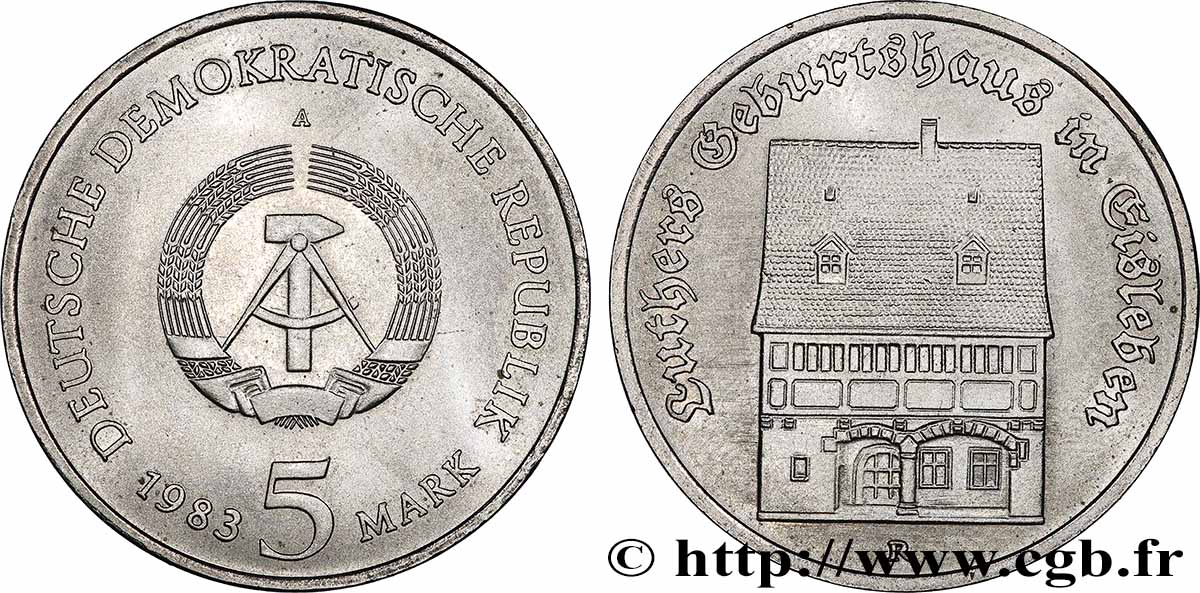 GERMAN DEMOCRATIC REPUBLIC 5 Mark Martin Luther 1983  MS 