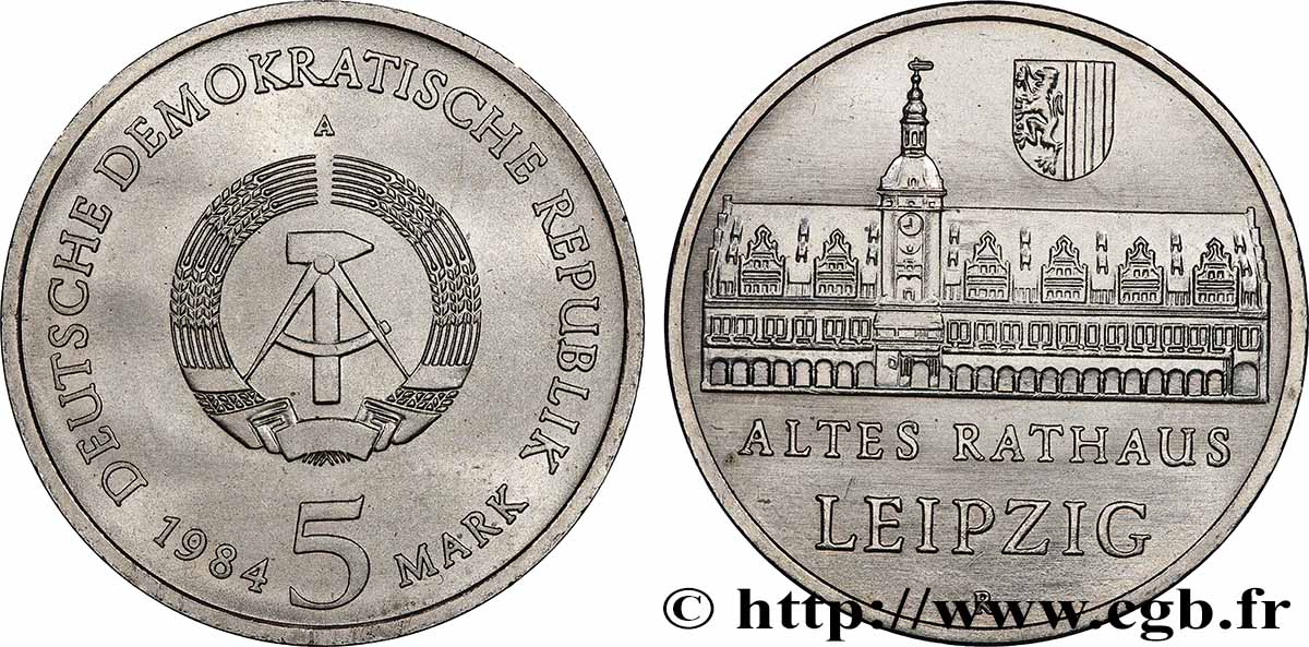 ALLEMAGNE RÉPUBLIQUE DÉMOCRATIQUE 5 Mark Leipzig 1984  SPL 