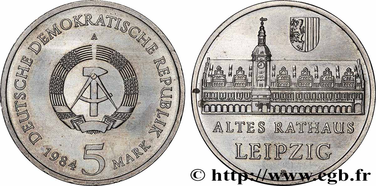 DEUTSCHE DEMOKRATISCHE REPUBLIK 5 Mark Leipzig 1984  fST 