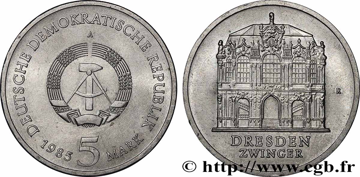 GERMAN DEMOCRATIC REPUBLIC 5 Mark 40 ans de la destruction de Dresde 1985  AU 