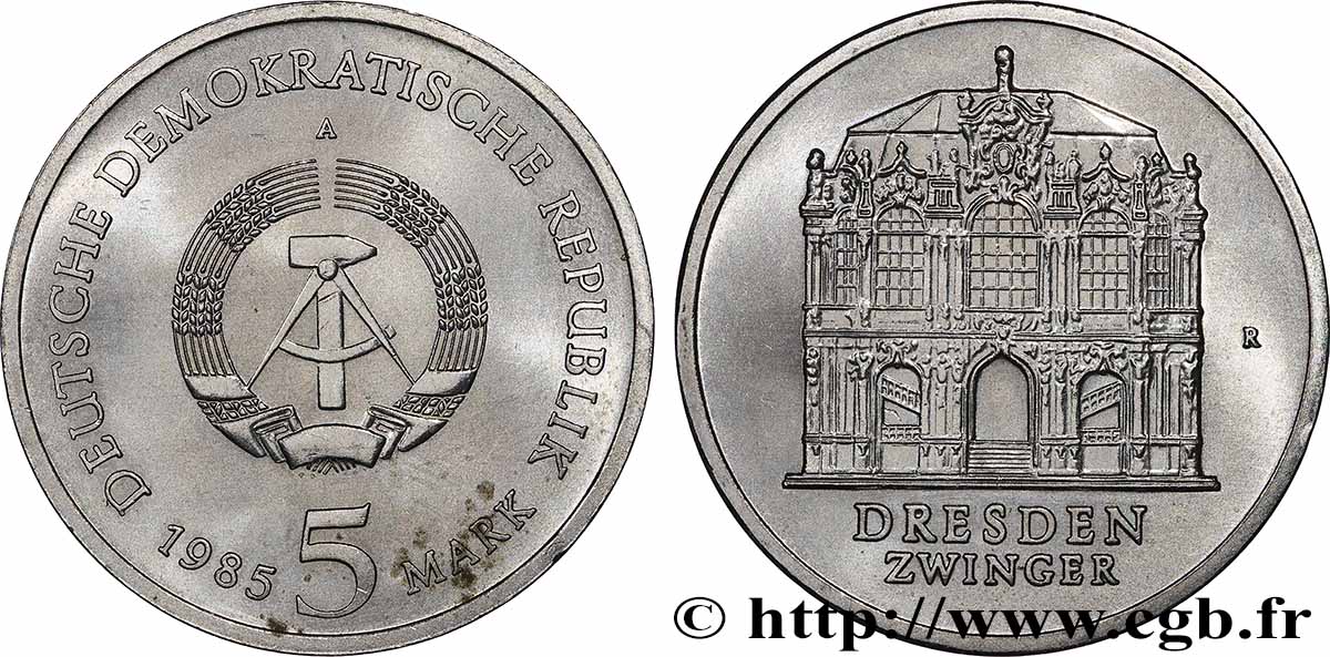 GERMAN DEMOCRATIC REPUBLIC 5 Mark 40 ans de la destruction de Dresde 1985  MS 