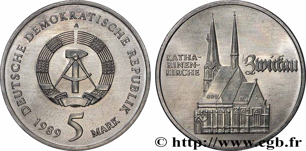 GERMAN DEMOCRATIC REPUBLIC 5 Mark Eglise Katharinen 1989 Berlin MS 