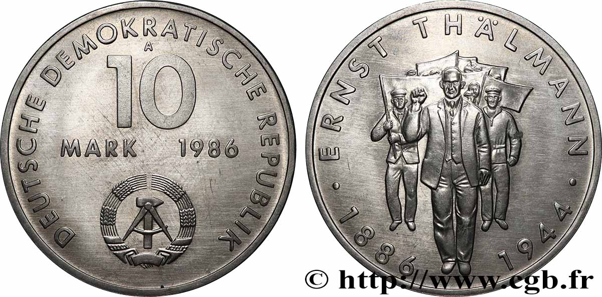DEUTSCHE DEMOKRATISCHE REPUBLIK 10 Mark Ernst Thälmann 1986 Berlin VZ 