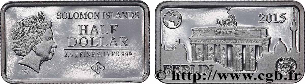 ÎLES SALOMON 1/2 Dollars Proof Porte de Brandebourg 2015  SPL 